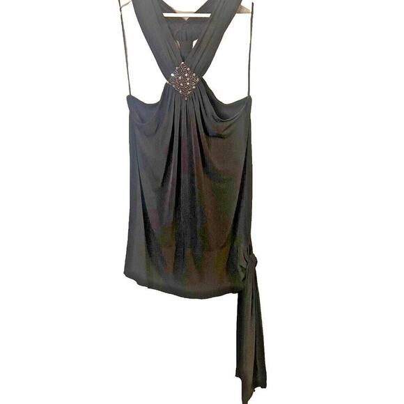 Lane Bryant Black Halter Tank Top sz 22 with sequins and glass beading feminine - Picture 1 of 9